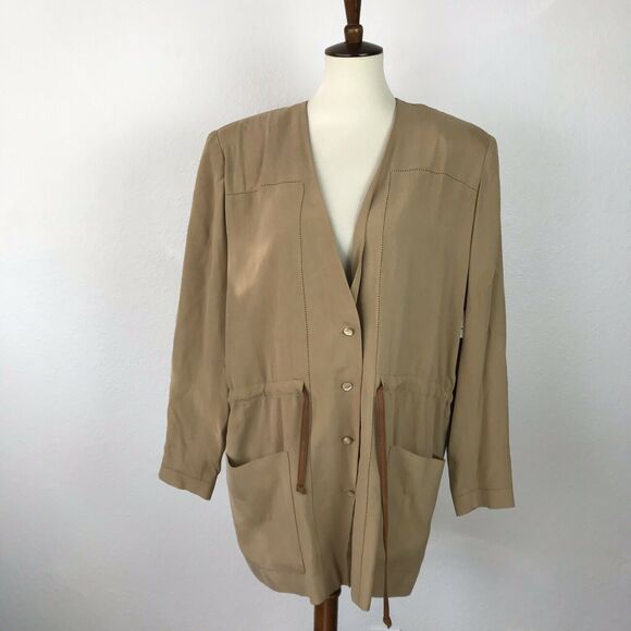 Magaschoni Vintage Silk Single Breast Button Down Jacket - Picture 1 of 10